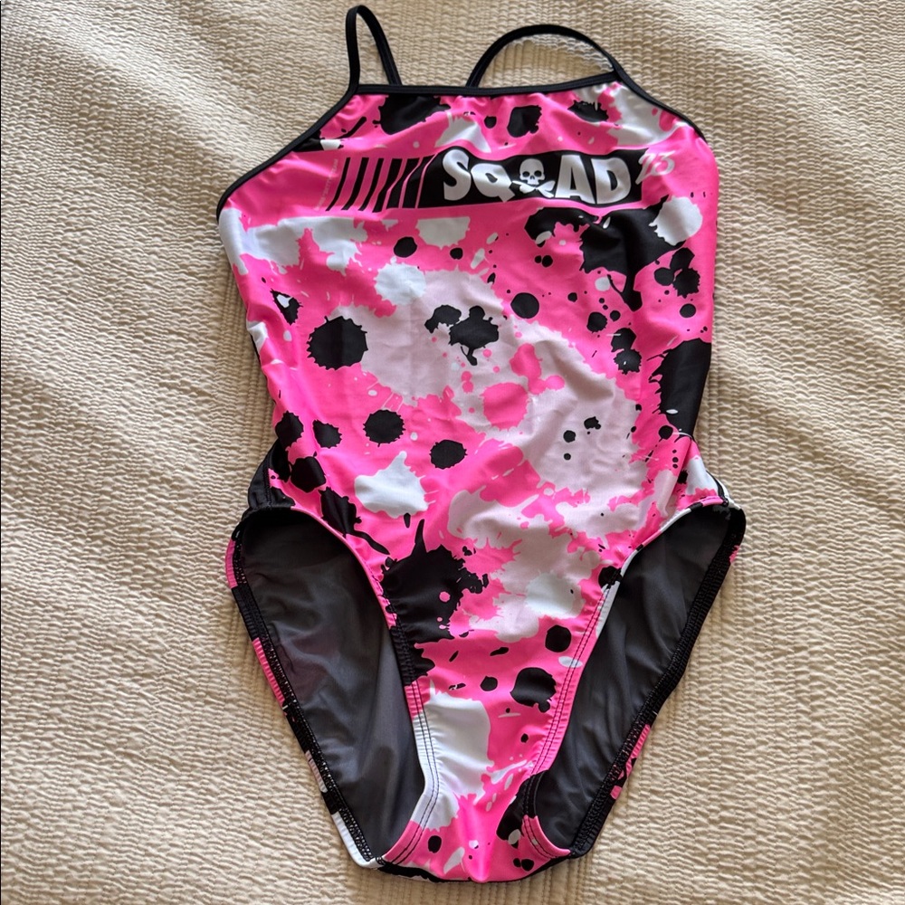 Betty designs Women's Vibrant Pink and Black One Piece Swimsuit